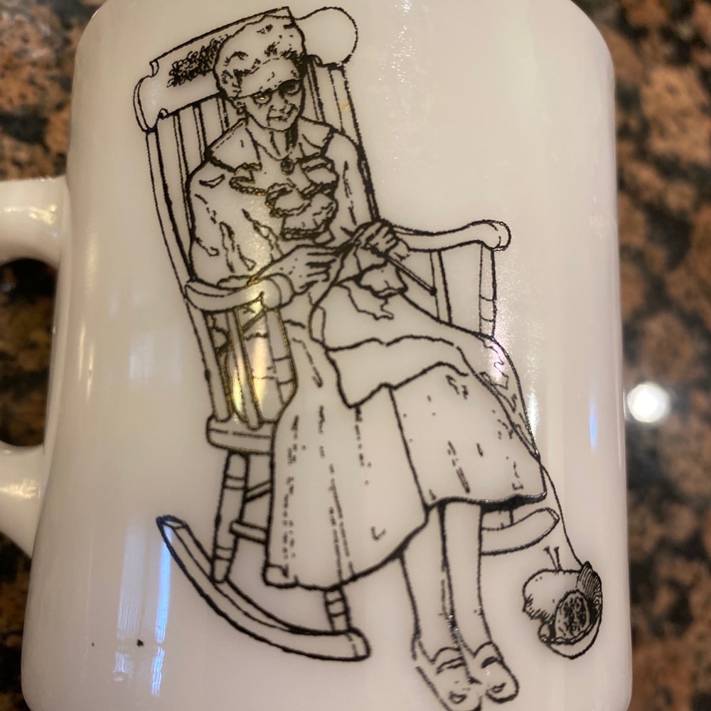 Vintage White Milk Glass GRANDMOTHER Coffee Cup